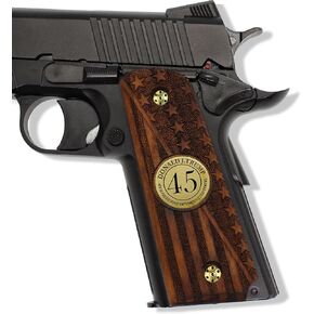 URAY 1911 Full Size 45 Trump Medallion and Flag Grips, Super Quality CNC/Handcrafted Hybrid Pistol Grips - Premium Pistol Grips for Colt Kimber Taurus Remington and All 1911 Government Models