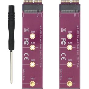 2 Pack for MacBook Air Pro 2013-2017 A1465 A1466 A1398 A1502 12+16Pin to M.2 NVME PCI-E 4.0 3.0 SSD Hard Drive 2230 2242 2260 2280 Adapter Expansion Board Card Upgrade Converter Purple