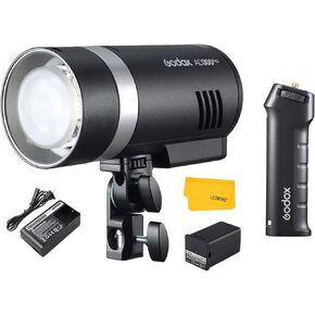 Godox AD300Pro AD300 Pro Strobe Flash, Studio/Outdoor Flash with 300Ws 2.4G 1/8000s HSS Flash, 320 Full Power Flashes, 12W Modeling Lamp Monolight with Godox FG-100 Flash Grip