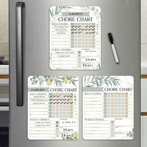 3 Greenery Dry Erase Chore Chart for Kids Multiple Kids - Kids Chore Chart Kids Chart, Chores Chart for Kids Multiple Kids, Magnetic Chore Chart for Kids, Chore Chart Adults, Chores Chart for Teens