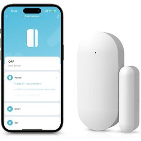 Door Alarm Window Sensors, Door Open Alarm Long Battery Life Wireless for Security Real-Time Notification WiFi Contact Sensor App Control No Monthly Fee, White
