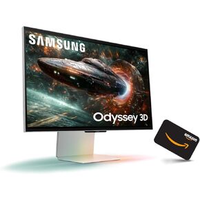 SAMSUNG 27-inch Odyssey 3D G90XF + $300 Amazon Gift Card, 4K, 165Hz, Gaming Monitor, 1ms Response Time, AMD FreeSync™ Premium, Ergonomic Stand, LS27FG900XNXZA, 2025