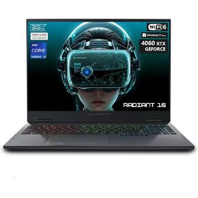 Thunderobot Radiant 16 I9 4060 2.5K Gaming Laptop ، 16 "WQXGA 240Hz Display ، Intel Core I9-13900HX ، Geforce RTX 4060 ، 64GB DDR5 RAM ، 2TB PCIE SSD ، RGB BACKLIT BEAK