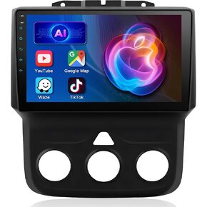 Car Radio for Dodge Ram 2013-2018 1500/2500/3500 Wireless Carplay/Android Auto,9 in IPS Touchs Sreen 2+64G Androi Car Stereo with WiFi, DSP, Bluetooth/SWC/FM,GPS Navigation(Manual AC Only)