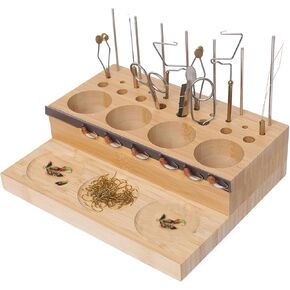 مجموعة أدوات ربط ذبابة خشبية مجموعة سطح المكتب Caddy Organizer Fly Tying Toolder Material