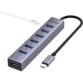 FORIDA USB C to USB Hub, 8 Ports USB 3.0 Adapter with 7 USB 3.0 Data Ports,USB Splitter with USB C 5V/3A Power Port, 7.9IN/20CM Main Cable USB HUB for Laptop PC IPAD Phones and More