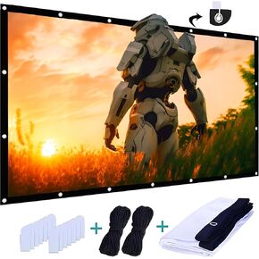 Projector Screen 16:9 Foldable Anti Wrinkle Portable Projector Movie Screen for Home Cinema Outdoor Indoor Support Double Sided Projection 4