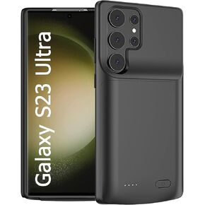 Fey Battery Case for Galaxy S23 Ultra, Extended Backup Batteri Charging Cases for Samsung Galaxy S23 Ultra 5G 4800mAh Rechargable Power Bank Charger Cover,Add More Extra Juice, Black