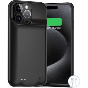 Battery Case for iPhone 15 Pro Max, Upgraded 9000mAh Rechargeable Portable Charging Case with Carplay Compatible with iPhone 15 Pro Max (6.7 inch) Extended Battery Pack Protective Charger Power Cover
