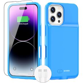 BOPPS Battery Case for iPhone 16 Pro,15W Fast Ultra-Slim 8500mAh Portable Rechargeable Strong Protective Extended Charger Cover for iPhone 16 Pro Charging Case-Blue