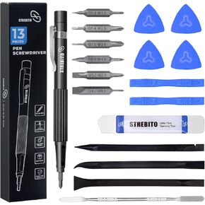 STREBITO Spudger Pry Tool Kit 11 Piece Opening Tool+13-in-1 Multi Screwdriver Magnetic Pocket Screwdriver Bundle