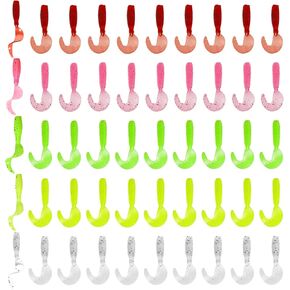 50Pcs Soft Fishing Lures, Soft Plastic Baits Kit with Box for Bass Trout Saltwater/Freshwater