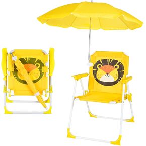 PLULON Kids Beach Chair with Umbrella - Folding Lawn & Camping Chair with Summer Shade for Beach, Pool, Travel & Outdoor (for 1-5 Years Old)