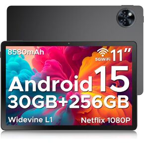 DOOGEE U11 Pro Android 15 Tablet, 11 inch Tablet,30GB+256GB/2TB TF Octa-Core,90Hz Display, 8580mAh, Netflix 1080P, Bluetooth 5.0+5G WiFi,Widevine L1,13MP+5MP, Face ID/OTG