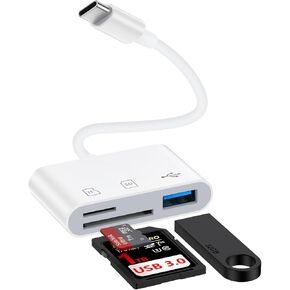 USB C SD Memory Card Reader for Samsung Galaxy S25 Ultra S24 S23 S22 S20 Plus A16 5G A15 USB 3.0 High Speed Type C Camera Micro TF Card Reader Adapter for iPhone 16e 16 Pro Max 15 iPad/Android Phone
