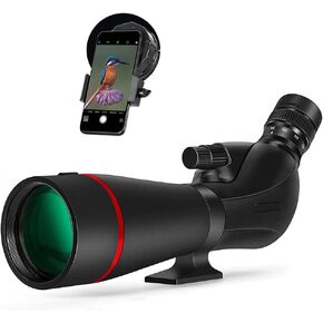 20-60x 80mm ED Spotting Scope for Adults with Smartphone Adapter, Extra-Low Dispersion Spotter Scopes Perfect for Bird Watching Target Shooting Wildlife（Black）