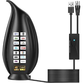 Art-Inspired TV Antenna for Smart TV - 1200+ Mile Range, 4K UHD Indoor/Outdoor Antenna with Modern Sculptural Design, Signal Booster, Cable- Free Local Channels for NBC, CBS, ABC (2025) 33ft