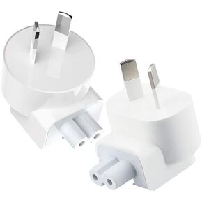 VizGiz 2 Pack AU Plug Duck Head Adapter Converter for Apple MacBook Mac iPad iPhone AC Power Wall Charger Brick Block Australian New Zealand China NZ CN Travel Connector, White