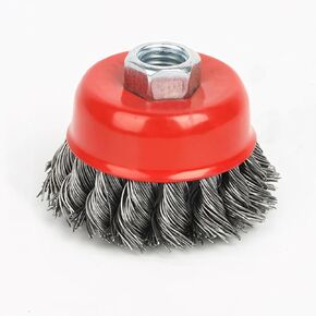 ROZZLOOM 3 Inch Twisted Knotted Wire Cup Brush for Angle Grinder - 5/8 Inch-11 Threaded Arbor Carbon Steel Wire Brush for Heavy Cleaning Rust, Stripping and Abrasive