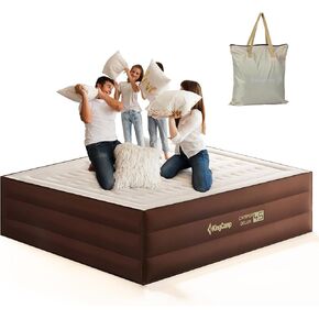 KingCamp Luxury Queen Size Air Mattress with Built-in High-Speed Pump, Inflatable Airbed Portable Comforts,17.72" Thicken Deluxe Blow Up Bed for Camping, Home & Travel