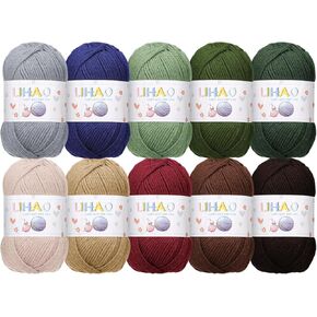 LIHAO 12pcs Yarns for Crocheting, Cotton Yarn Bundle 4 Ply for Amigurumi and Crafts,1200 Yards