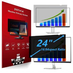 24 Inch Computer Privacy Screen for 16:9 Aspect Ratio Widescreen Monitor, Eye Protection Anti Glare Blue Light Computer Monitor Privacy Filter, Removable Anti-Scratch 24in Protector Film