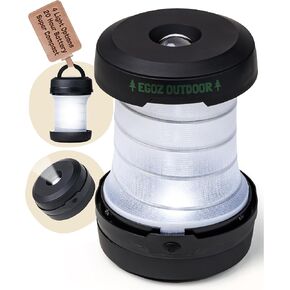 Egoz Outdoors Compact & Collapsible Portable LED Lantern - Battery Operated Light Pop-Up with Hook for Camping, Hiking, Emergency Outdoor Survival, Flashlight Lamp for Tent & Backpacking