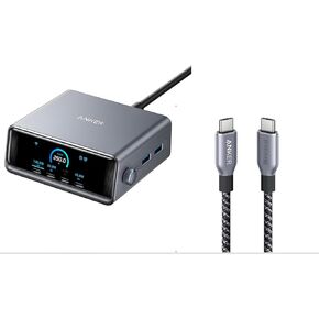 Anker Prime USB C to USB C Cable, 240W 1 ft & Anker 250W Ultra-Fast 6-Port GaN Charging Station
