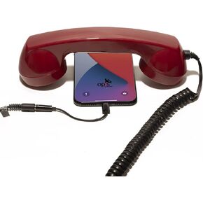 Opis Technology Retro handset (Bundle for iPhone) in Red/Old-Style Telephone Headset for Android Cell-Phones, Smartphones, Tablets, notebooks - The 60s Micro