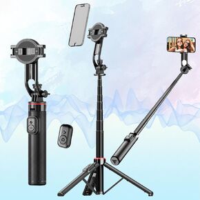 Magnetic Cell Phone Tripod, Selfie Stick Tripod Phone with Remote, Extendable Cell Phone Tripod Stand, Extendable Magnetic Selfie Stick Tripod Stand, for iPhone Series & Android Phones