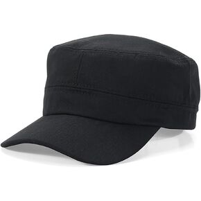 Cadet Army Cap Military Style Adjustable Flat Top Cap Unisex Basic Baseball Hat for Men Women