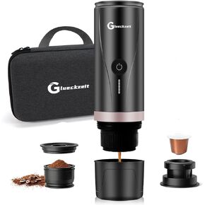 Portable Electric Espresso Machine with 3-4 Min Self-Heating Rechargeable Coffee Maker, 20 Bar Pressure Compatible with NS Capsule & Ground Coffee for Travel, Camping, Office, Home