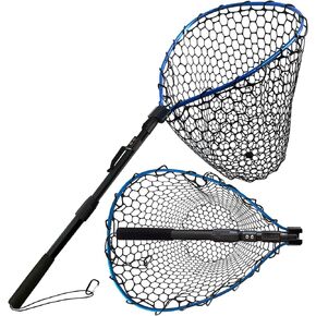 Fishing net Double Section Folding Upgrade (Blue Frame with Black Handle, Net Depth 50cm)