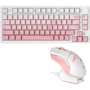 DAREU EK75PRO Sakura Pink Wireless Mechanical Gaming Keyboard and Wireless Gaming Mouse with Charging Dock Combo