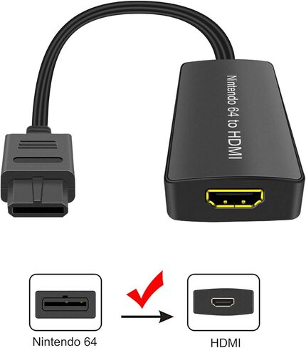 Nintendo64 إلى HDMI Converter ، HD Link Cable N64 إلى تلفزيون HDMI جديد ، سدادة وتشغيل ، استعادة شاشة اللعبة in Saudi Arabia