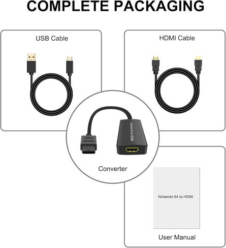 Nintendo64 إلى HDMI Converter ، HD Link Cable N64 إلى تلفزيون HDMI جديد ، سدادة وتشغيل ، استعادة شاشة اللعبة in Saudi Arabia