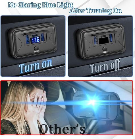 2 Pack 72W 12V USB Outlet Panel Wall Mount Qidoe Dual Quick Charger & 36W PD Surface Mount Car USB Port with Voltmeter Button Switch for Car Bus RV Truck in Kuwait