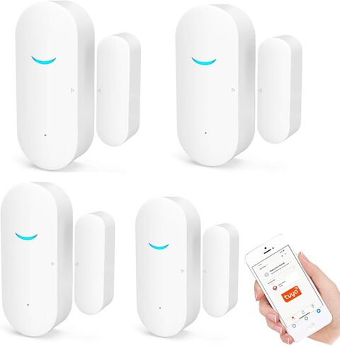4 Pack WiFi Door Window Sensor Detector: Wireless Security Alarm Door Sensor, Tuya Door Open Contact Sensor, Compatible with Alexa,Google Home,Siri, Smart Door Sensors for Home Business Security in Saudi Arabia