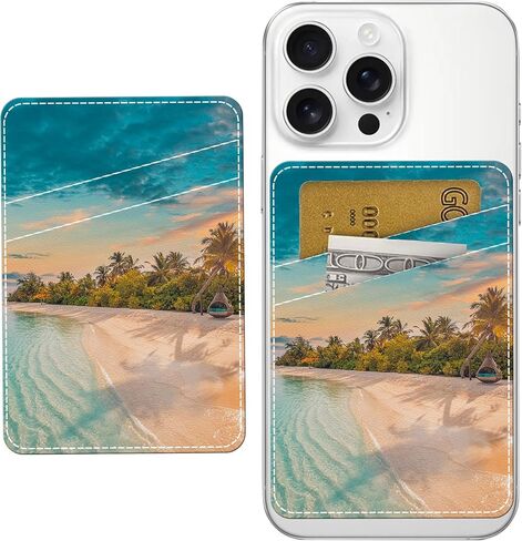 Phone Card Holder Leather, Dual Pocket Phone Wallet Adhesive Stick On, Cute Phone Case Credit Card Holder, Suitable for Most of Phones Pink Cherry Bow in Saudi Arabia