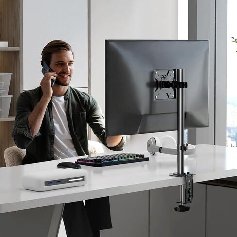 Pholiten Single Monitor Stand, Heavy Duty Adjustable Monitor Arm Desk Mount for 13-32Inch, Tilt, Swivel, Rotate, Support 22 lbs,Black in Kuwait