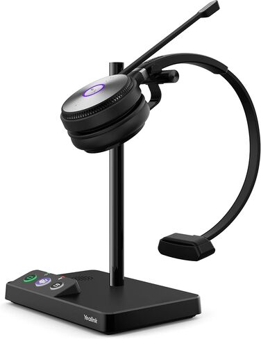 Yealink WH62 DECT سماعة رأس لاسلكية مع قاعدة DECT، نطاق 525 قدمًا / UC Zoom معتمد للعمل سماعة أذن مزدوجة للهاتف المكتبي والكمبيوتر الشخصي، سماعة هاتف مع ميكروفون لإلغاء الضوضاء، Ringer، وقت التحدث 14 ساعة in Saudi Arabia