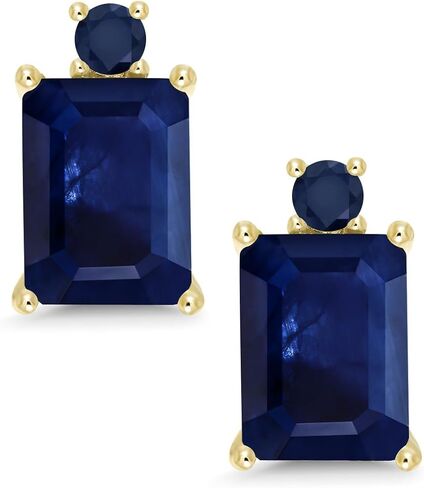 Gem Stone King 10K Yellow Gold Red Garnet Earrings For Women (4.04 Cttw, Gemstone Birthstone, Emerald Cut 8X6MM) in Saudi Arabia
