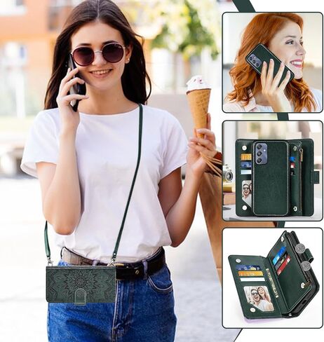 حافظة هاتف Asuwish لهاتف Samsung Galaxy A25 5G بسحاب محفظة مغناطيسية قابلة للفصل مع واقي شاشة وحزام حبل على شكل زهرة وحامل بطاقة قلاب فتحة A 25 25A SM-A256U للنساء والرجال باللون الرمادي in Saudi Arabia