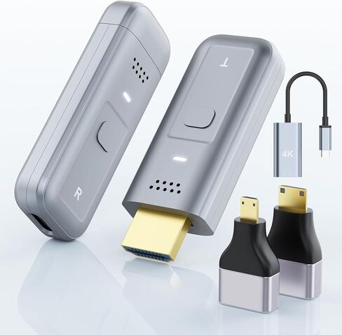 HDMI Wireless Transmitter and Receiver, 100FT/30M Portable Wireless HDMI Extender, 4K Decode 1080P@60Hz Output, Support 2.4/5G for Streaming Media Video/Screen from Laptop to Multiple HDTVs/Monitor in Saudi Arabia