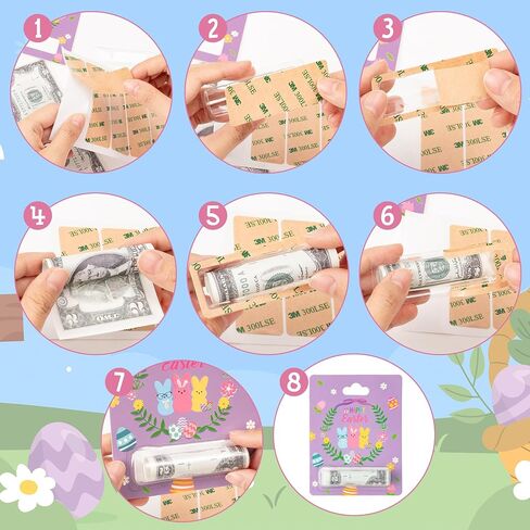 حاملي أموال عيد الفصح للحصول على هدية نقدية - 8 مجموعات بيض الأرنب Happy Easter Cards الحلي Party Party Favor in Kuwait