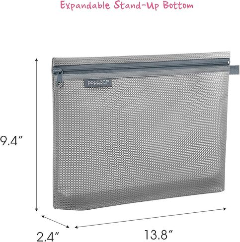 popgear Expandable Mesh Zipper Pouch, Water Repellent Zipper Bag, Cosmetics Pouch, Compact Travel Packing Pouches, Organize for Toiletry, Cosmetics, Stationery, 3 Colors, 3 Packs in Saudi Arabia