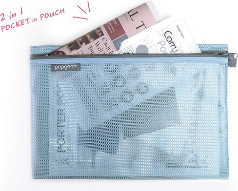popgear Expandable Mesh Zipper Pouch, Water Repellent Zipper Bag, Cosmetics Pouch, Compact Travel Packing Pouches, Organize for Toiletry, Cosmetics, Stationery, 3 Colors, 3 Packs in Saudi Arabia