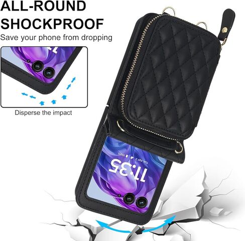 ل Motorola Razr 2024 حقيبة محفظة مع حزام كروسودي ، [حظر RFID] فتحة بطاقة السعة كبيرة الفتيات الفتيات السوستة الجلود السحاب in Kuwait