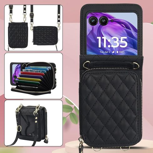 ل Motorola Razr 2024 حقيبة محفظة مع حزام كروسودي ، [حظر RFID] فتحة بطاقة السعة كبيرة الفتيات الفتيات السوستة الجلود السحاب in Kuwait