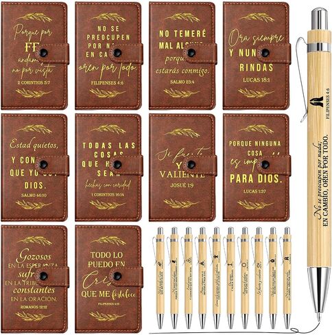 Spakon 40 Pcs Christian Gifts Bulk Include Leather Bible Study Notebook Verse Ballpoint Pen Prayer Journal Religious God Notepad for Men Women Church Sunday School Gifts (English Tree of Life) in Saudi Arabia